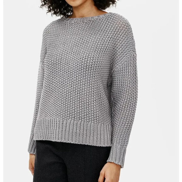 Eileen Fisher Organic Cotton Cord Crew Neck Box-Top Boxy Fit Large - Picture 1 of 11